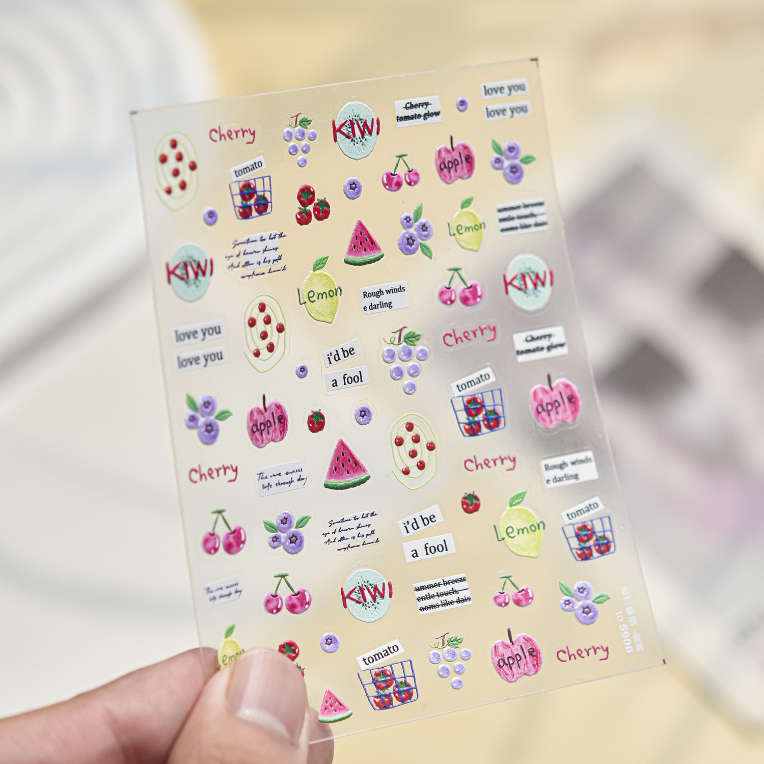 Paper Basket Mesh - Fresh Fruit Nail Decals 5D Plump