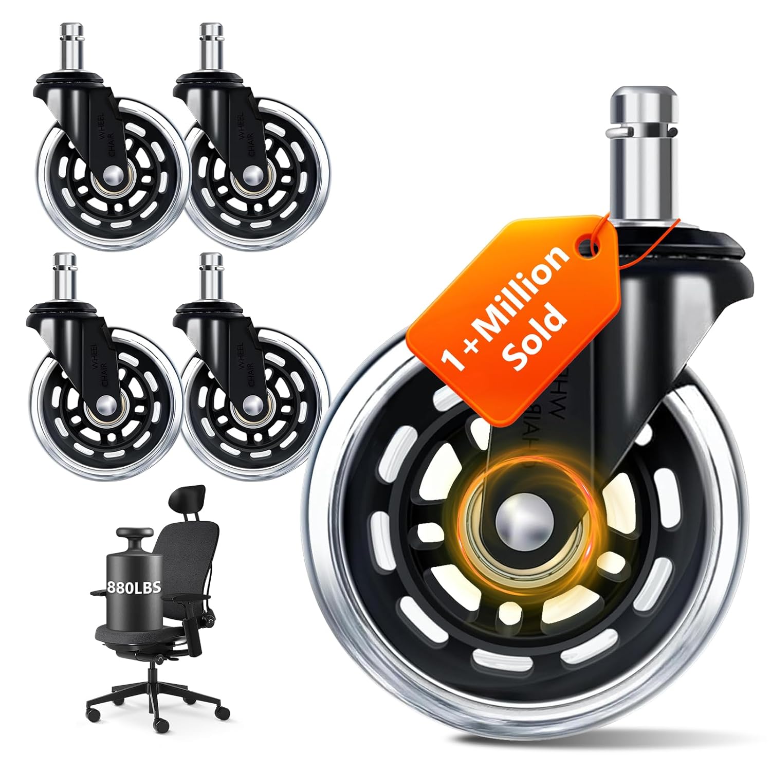 3 Inch Office Chair Wheels Set - огляд і ціна Office Furniture Solutions